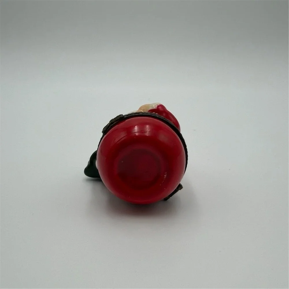 Santa Claus Hinged Trinket Box Figurine Christmas Tree & Pipe 2.5‎ in